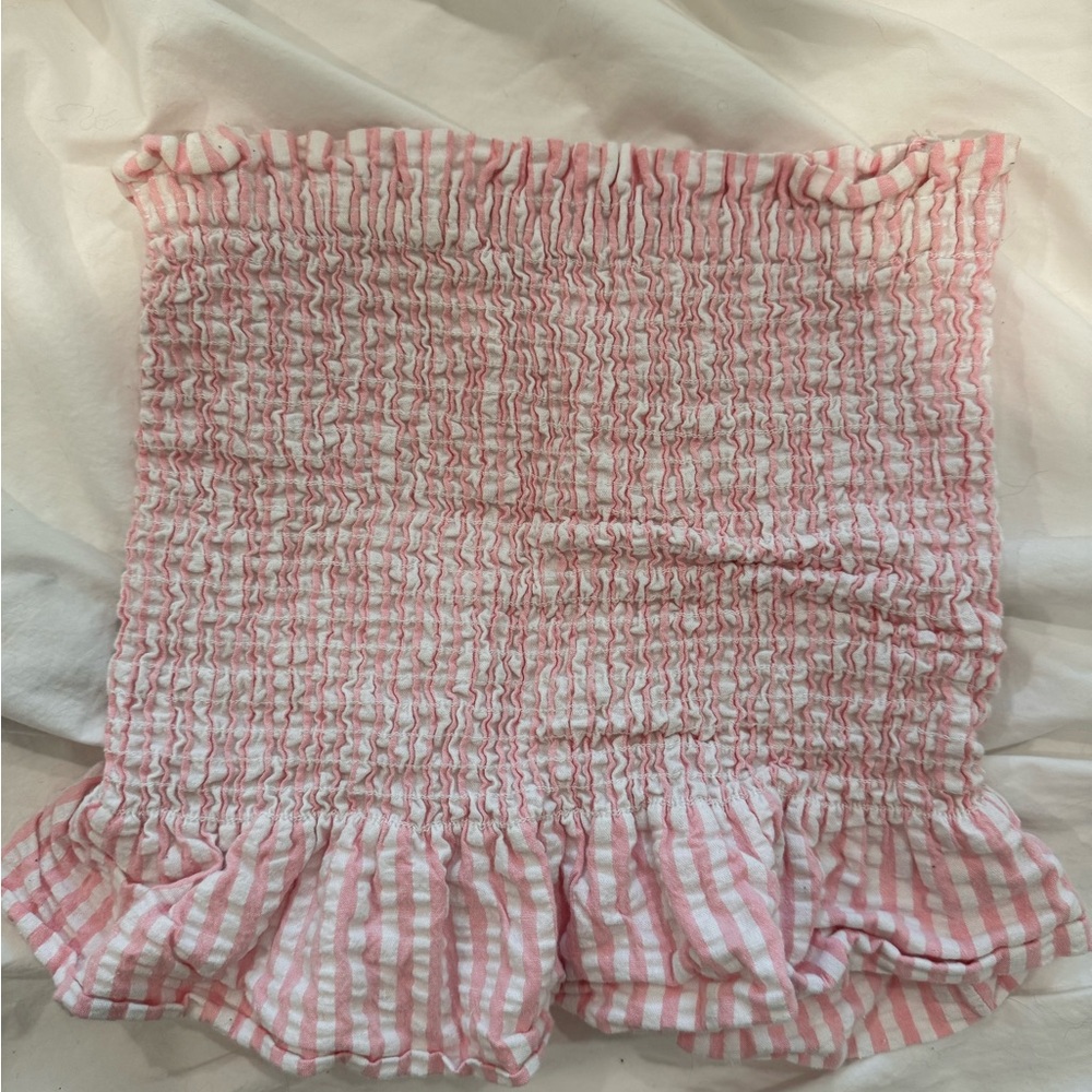 Pink and White Striped Crop Top